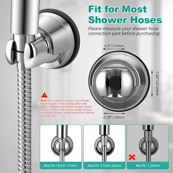 Hibbent Vacuum Suction Cup Shower Head Holder, Removable Shower Wand Bracket - Image 3