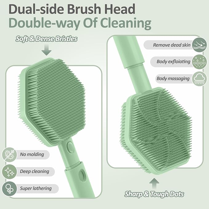 Silicone Back Scrubber for Shower, 3-Length Back Brush Bath Brush - Image 4