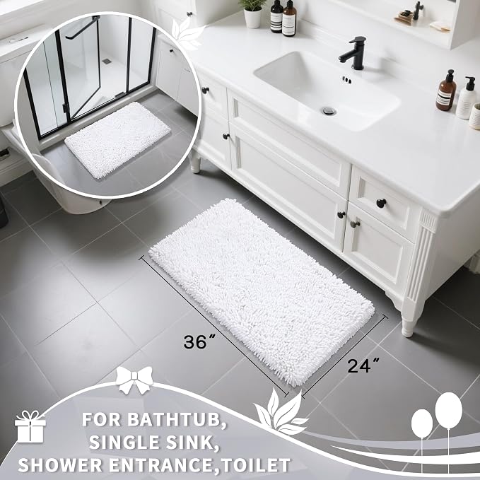 Yimobra Large Bathroom Rug Non Slip 36x24 Inch, Extra Thick Soft Absorbent - Image 2