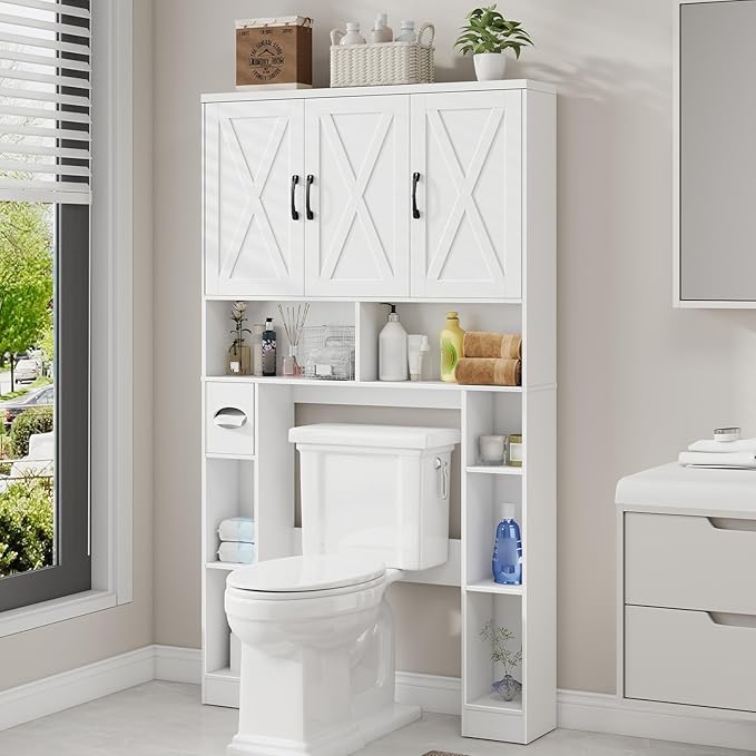 Over The Toilet Storage Cabinet, Farmhouse Toilet Cabinet Rack by Vabches