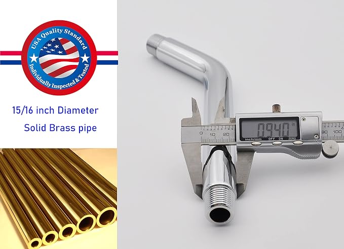 Aquaiaw Shower Arm and O-Ring Flange, 8 inch, Solid Brass, Both Soldered 1/2 - Image 4