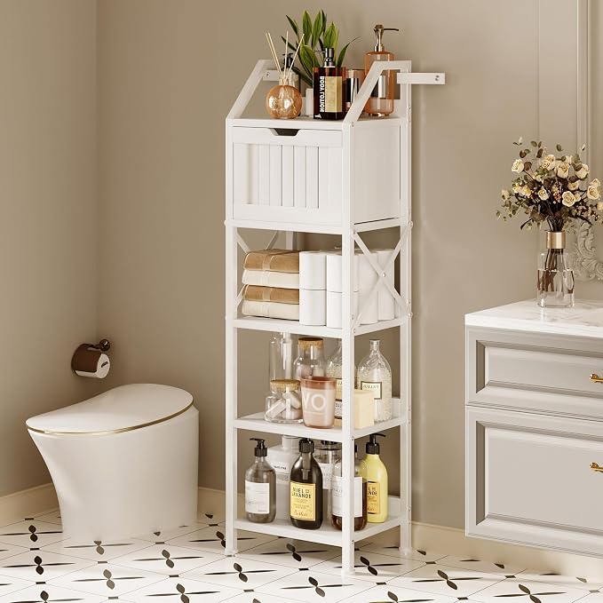 Bathroom Floor Cabinet, 5-Tier Bathroom Storage Organizer Rack - Image 5