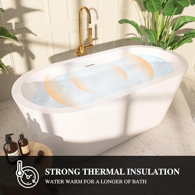 64" Acrylic Freestanding Bathtubs, Stand Alone Tub, Soaking Tubs - Image 5