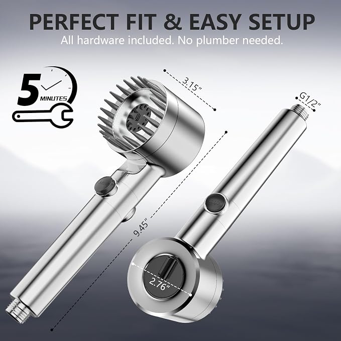 Filtered Shower Head with Handheld, High Pressure Water Flow and Multiple Spray - Image 7
