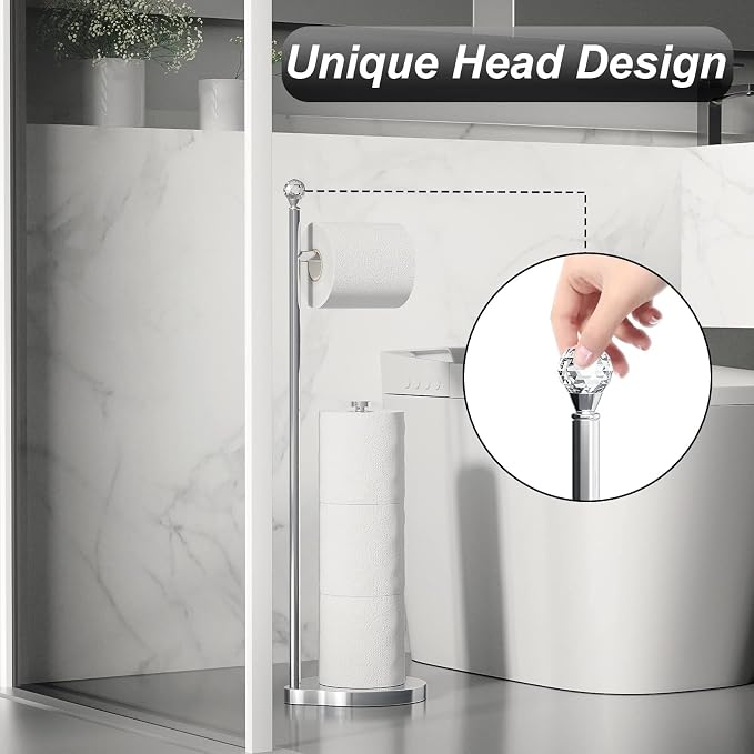 Toilet Paper Holder for Bathroom, Heavy Weighted Metal Free Standing Toilet - Image 6