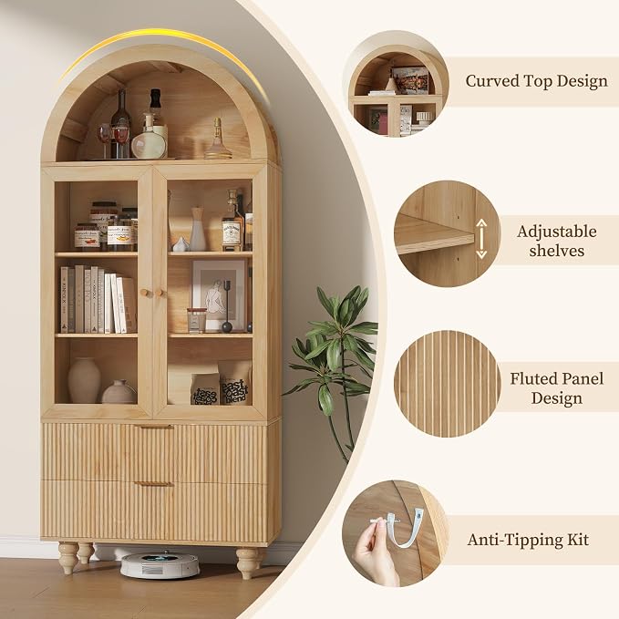 71" Tall Arched Pantry Cabinet - Image 4
