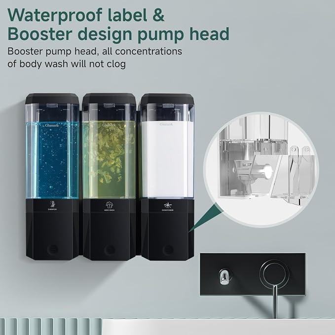 Shampoo and Conditioner Dispenser Wall Mounted No Drill, Shower Soap Dispenser - Image 5