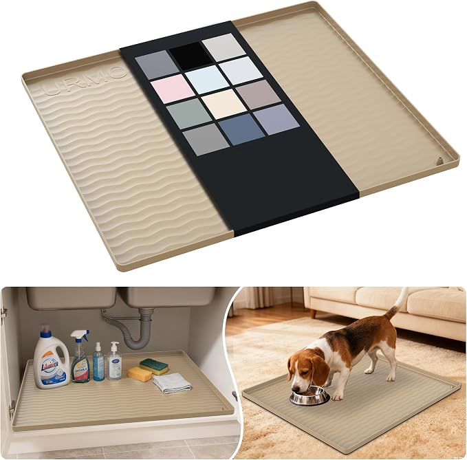 URMONA Waterproof Silicone Under Sink Mat 25'' x 22'' Shelf Liner by URMONA
