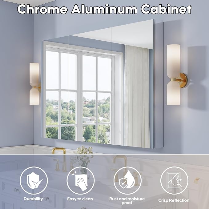 WELLFOR 52" x 36" Bathroom Medicine Cabinet - Image 3