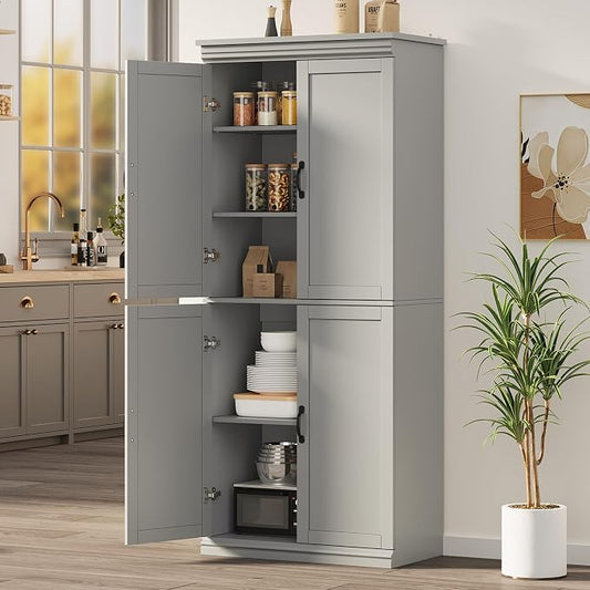 IDEALHOUSE Pantry Cabinet, Freestanding Cupboard, Tall Storage Cabinet by IDEALHOUSE