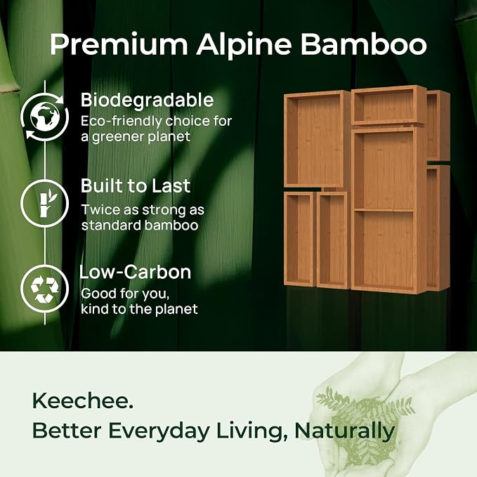 10-Piece Bamboo Drawer Organizer Set, 2.2" Deep Multi-Use Organizers - Image 7