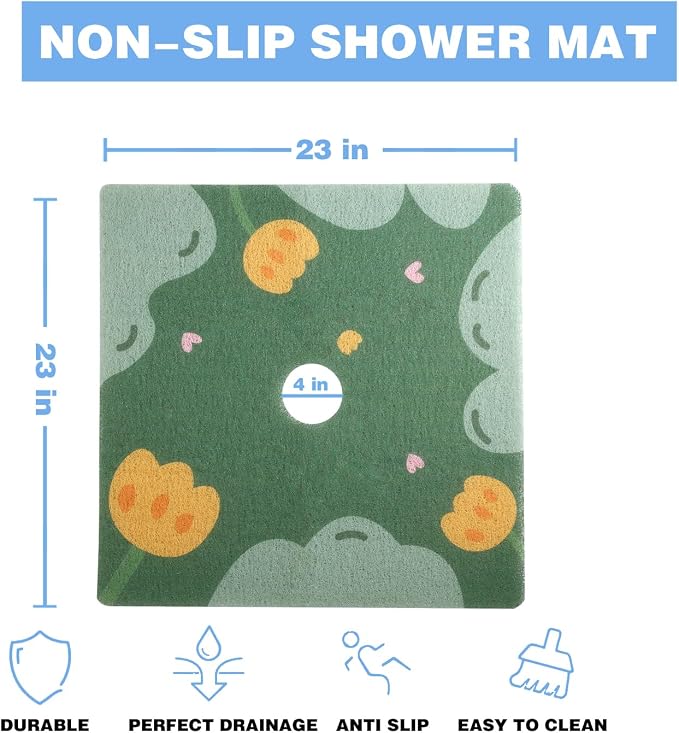 Square Shower Mat 23x23 Inch Non-Slip - Image 4