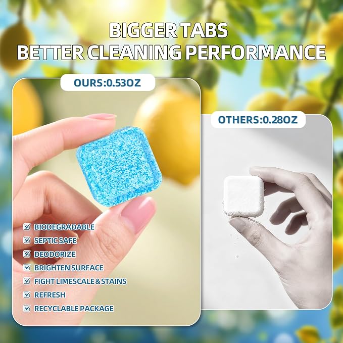 Toilet Bowl Cleaner Tablets 30 Big Pack Fast Dissolve Plastic-free Septic Safe - Image 3
