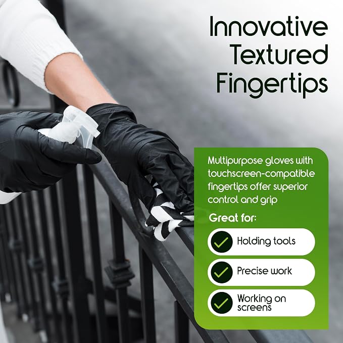 Inspire Black Nitrile Gloves HEAVY DUTY 6 Mil Nitrile Chemical Resistant - Image 8