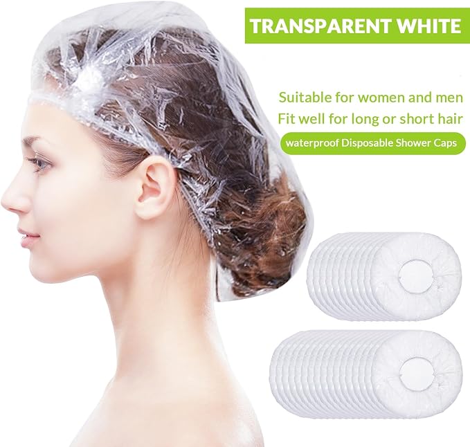 Retisee 1000 Pcs Disposable Shower Caps Bulk 18.2 Plastic Clear Hair Caps - Image 3