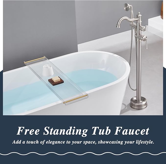 Free Standing Tub Faucet, Qinkell Classic Elegant Gooseneck Freestanding - Image 2