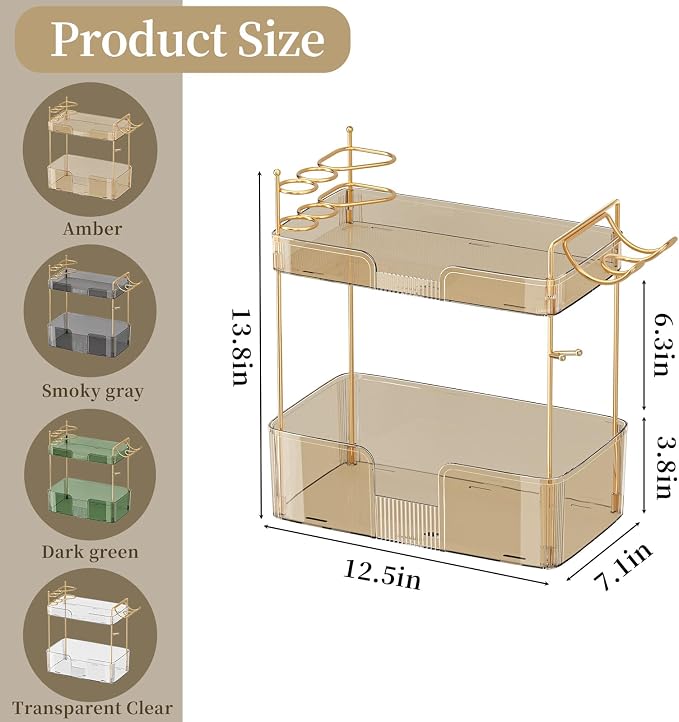 2 Tier Gold Bathroom Counter Organizer - Image 3