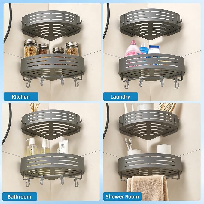 Suction Cup Shower Caddy Corner, Shower Storage Rack - Image 6