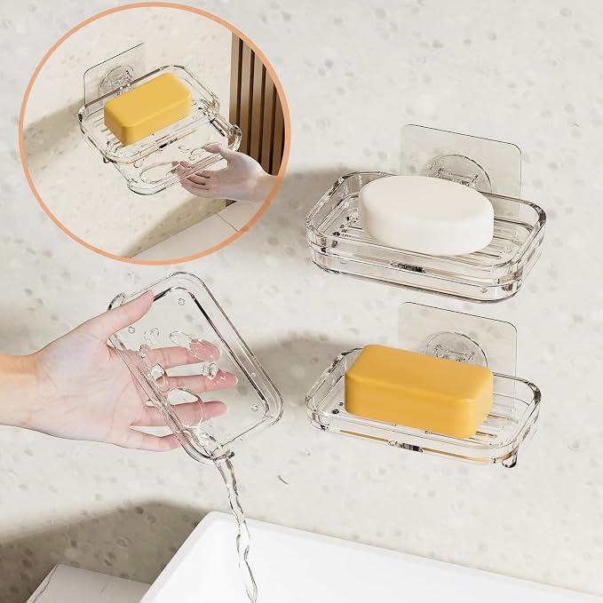 Soap Dish for Shower Wall Mounted, Soap Bar Holder Self Draining, Strong - Image 4