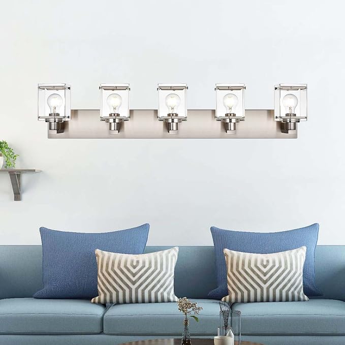 5-Lights Brushed Nickel Bathroom Wall Light - Image 5