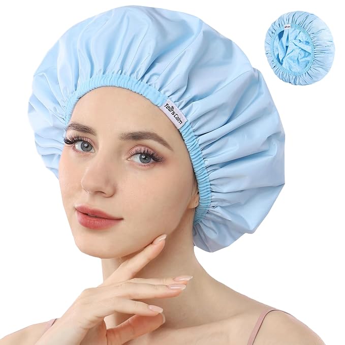 Years calm Shower Caps For Women Reusable Waterproof，Pattern And Solid Color by Yearscalm