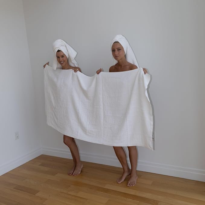 Mosobam Luxury Turkish Towels Bath Sheets 35X70 White 700 GSM Bamboo Viscose & - Image 5