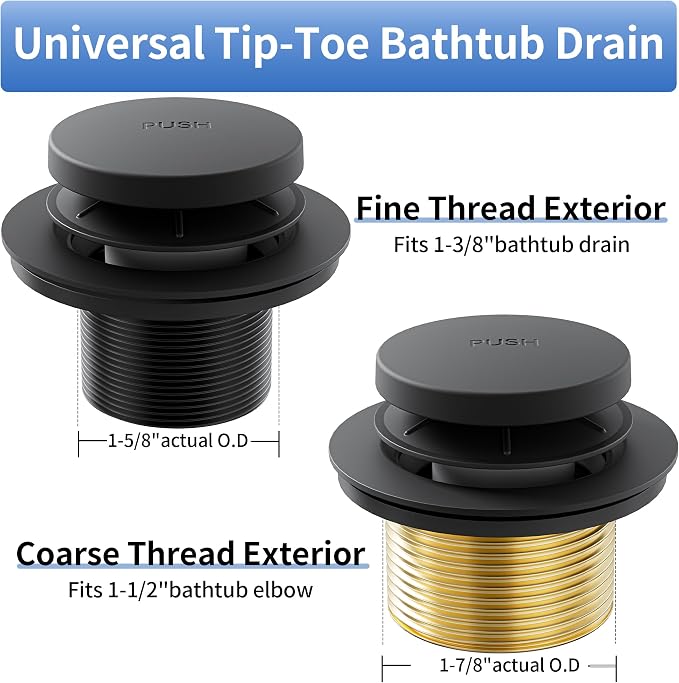 Bathtub Drain Stopper Toe Taps Bathroom Sink Decoration Set, - Image 2