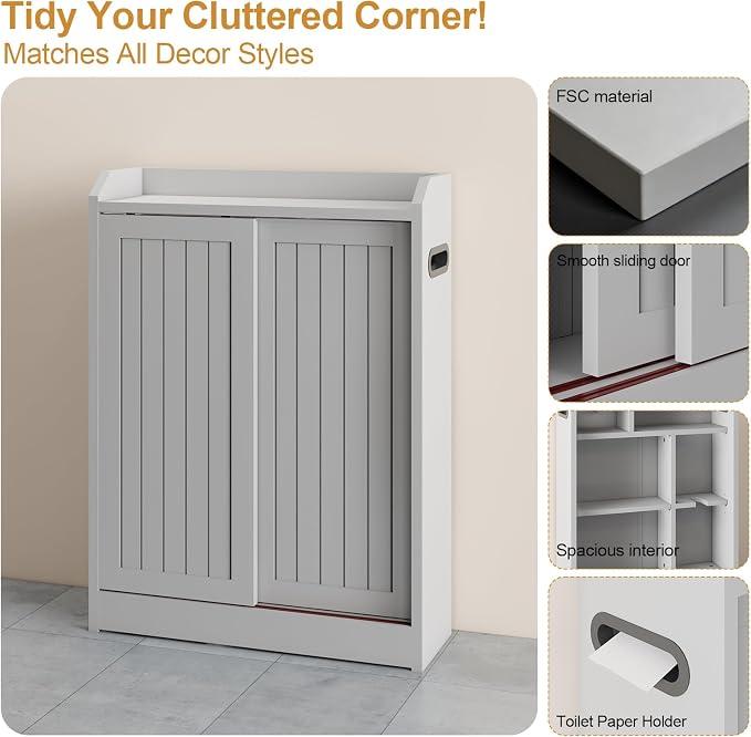 Small Bathroom Cabinet, Bathroom Storage Cabinet - Image 5
