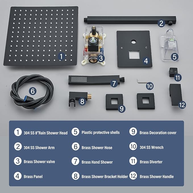 Shower Faucet Matte Black Shower System - Image 7