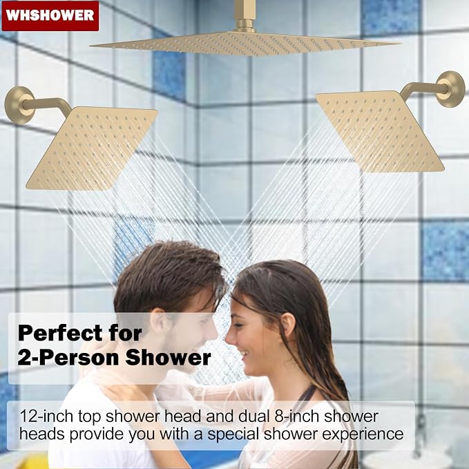 Brushed Gold Triple Shower Heads Shower System - Image 2