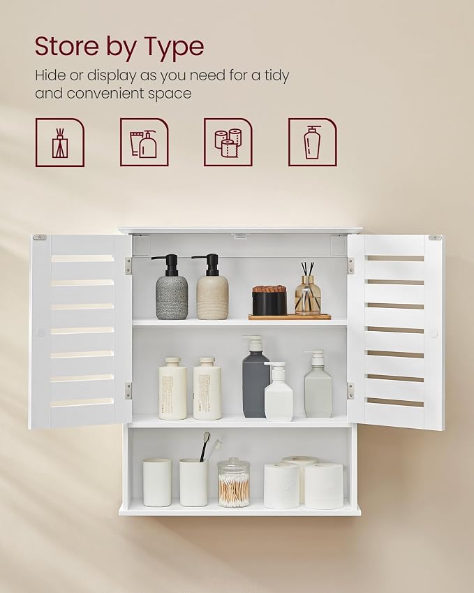 VASAGLE Bathroom Wall Cabinet, Medicine Cabinet, Wall-Mounted Bathroom Storage - Image 4