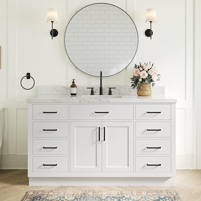 ARIEL Hepburn 61" White Bathroom Vanity by Ariel
