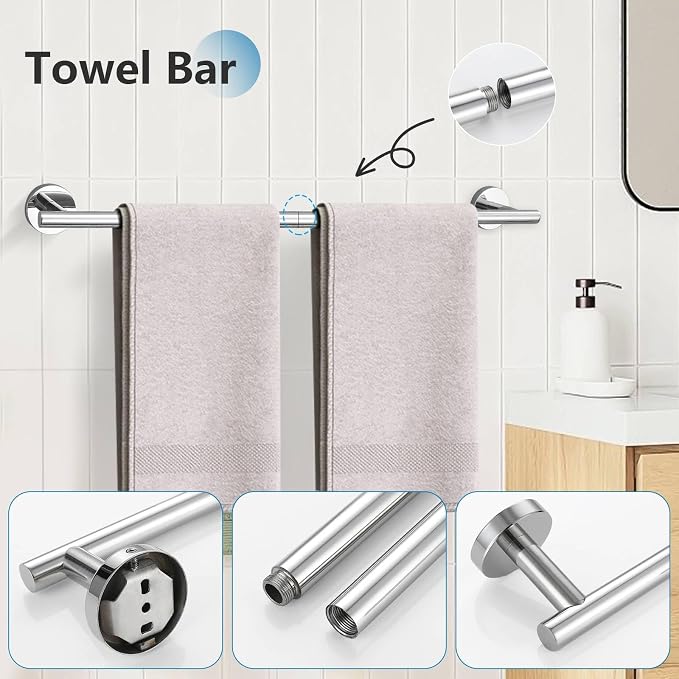 10-Piece Towel Bar Set Polished Chrome Bathroom Hardware Accessories Set - Image 2