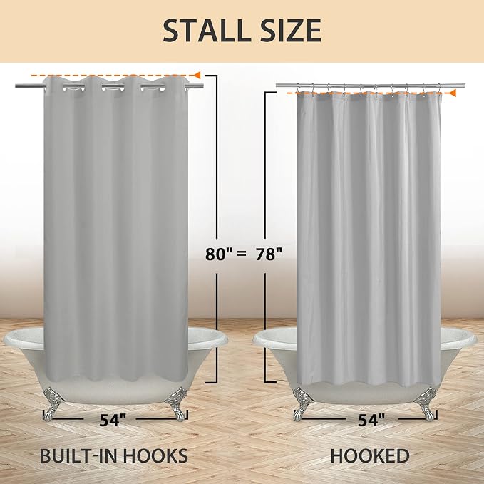 River Dream Stall Size No Hook Grey Fabric Shower Curtain or Liner Soft - Image 6