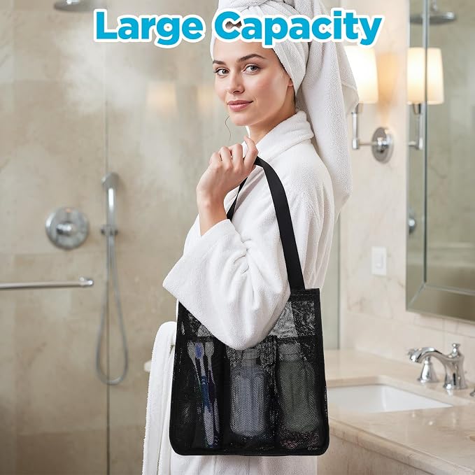 Portable Mesh Shower Caddy, Quick Dry Hanging Shower Bag - Image 5