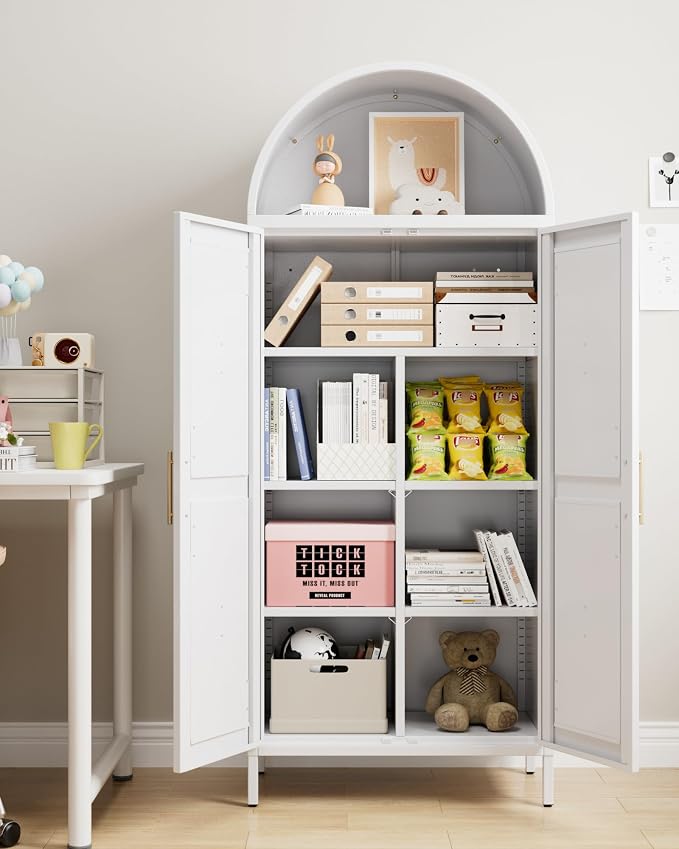 Kitchen Pantry Cabinet, Metal Arched Storage Cabinet - Image 2
