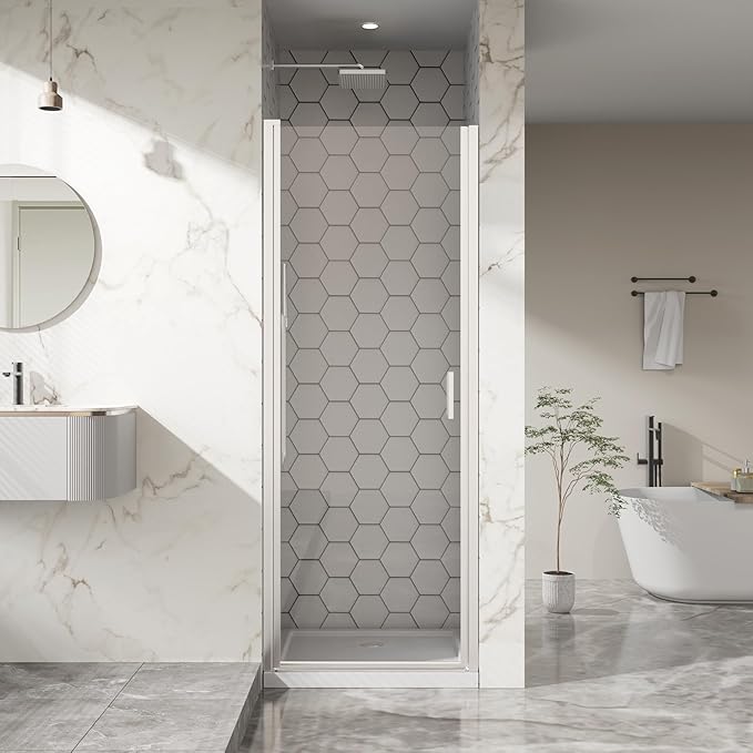 28” x 72” Pivot Shower Door, 1/4 inch Tempered Glass Panel Pivot Swing Shower by Bathenum