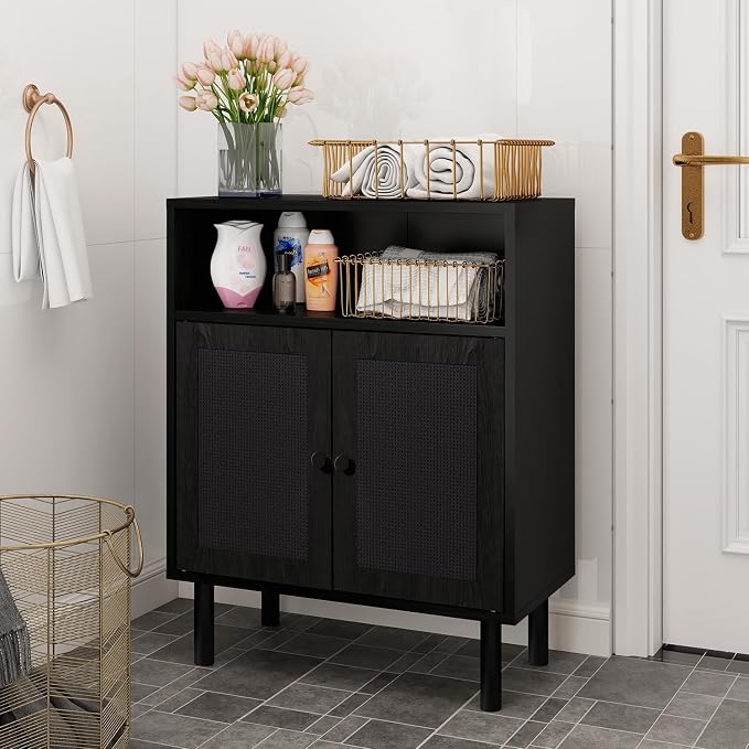 Rattan Storage Cabinet, Boho Accent Cabinet - Image 8