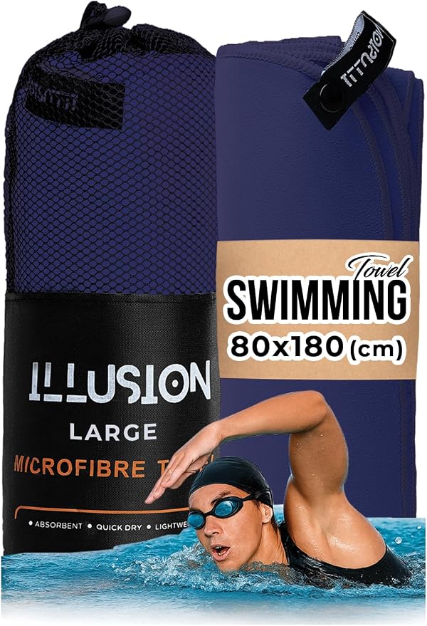 illusion Extra Large Microfibre Swimming Towel–Compact, Lightweight & Quick Dry by Unknown
