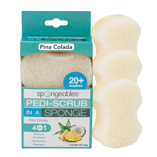 Spongables Pedi Scrub Foot Exfoliating 20+ Wash Sponge, Pina Colada by Spongeables