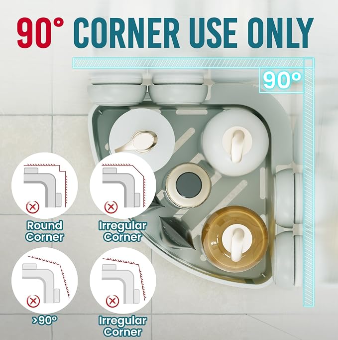 TAILI Suction Corner Shower Caddy, Bathroom Shower Shelf Storage Basket Wall - Image 3