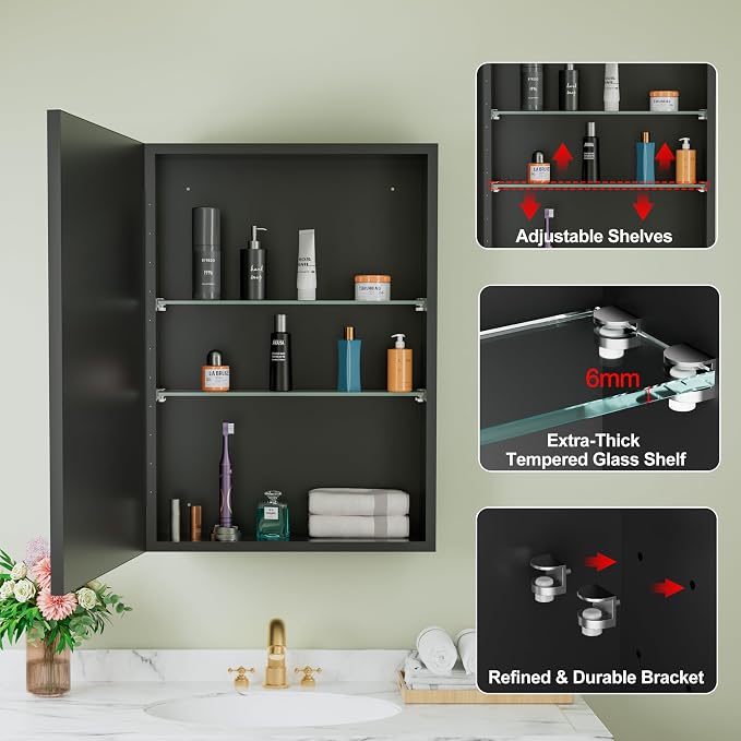 Buruis 20" x 28" Framed Medicine Cabinet - Image 6