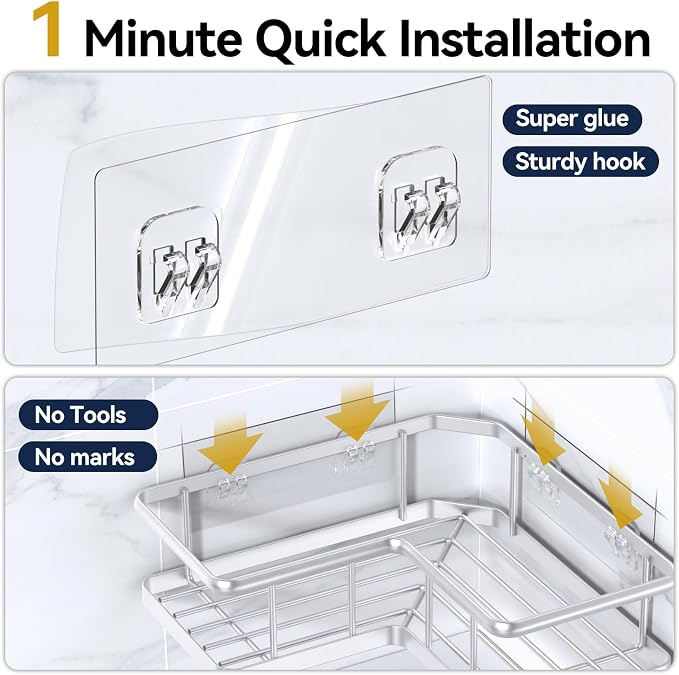 YASONIC Corner Shower Caddy Organizer, Large Capacity Shower Storage Rack - Image 4
