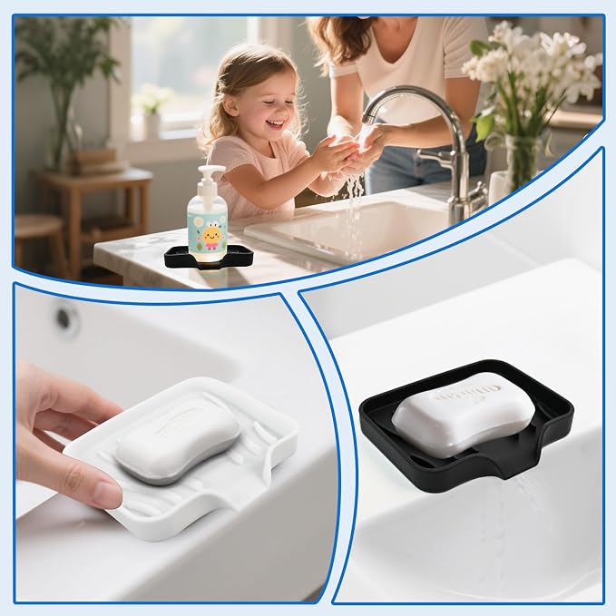 3 Pack Silicone Soap Dish with Drain - Image 5