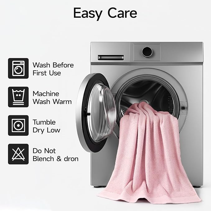 REDKISS Luxury 8-Piece Pink Towel Set, 2 Bath Towels, 2 Hand Towels, 4 - Image 6