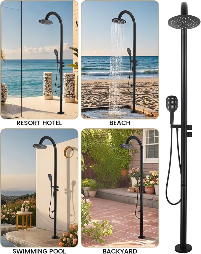 316 Marine Grade Stainless Steel Free Standing Outdoor Shower - Image 6
