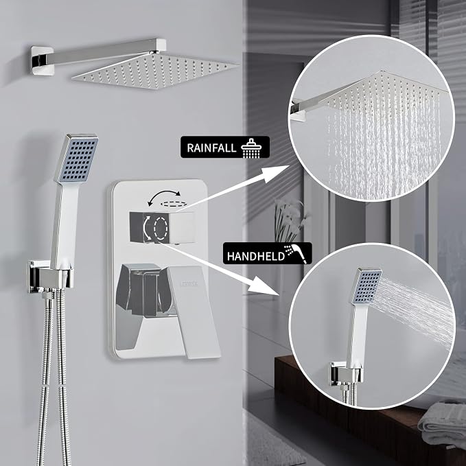 Shower Head - Shower Faucet Set Square Shower Combo System - Image 2
