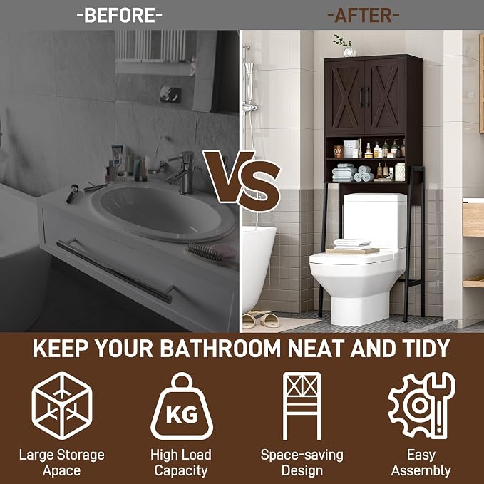 Vabches Over The Toilet Storage Cabinet, Farmhouse Over Toilet Storage Cabinet - Image 5