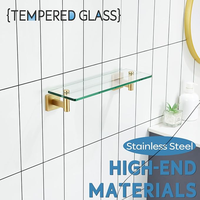 KOKOSIRI Wall Shelves Floating Shelf 16'' Stainless Steel Bathroom Hardware - Image 7