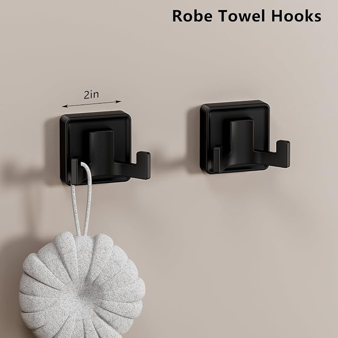 5-Pieces Matte Black Bathroom Hardware Accessories Set, SUS304 Stainless Steel - Image 5